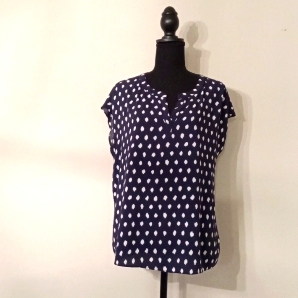 Old Navy Navy & White V Neck Short Sleeve Lightweight Top Size Small